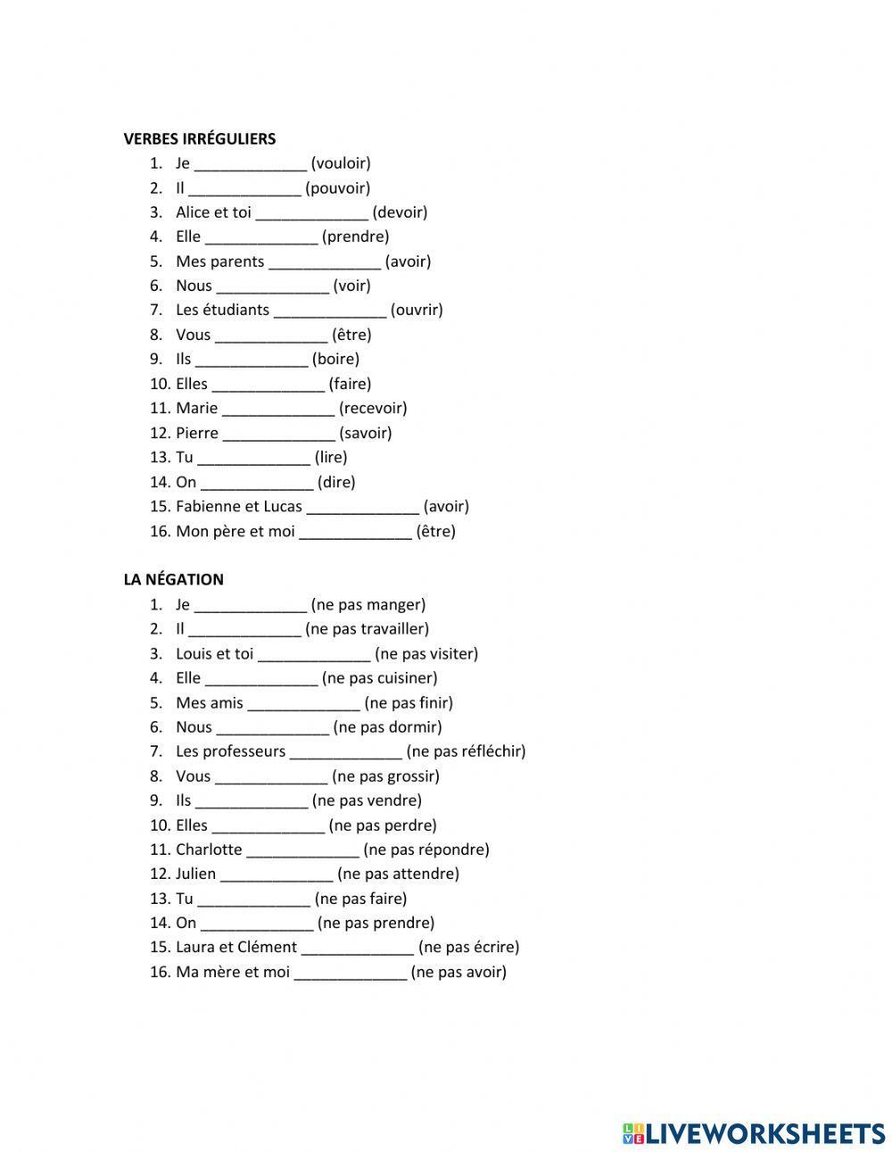 Passé composé avec avoir