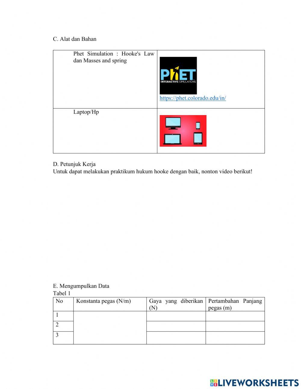 LKPD Elastisitas dan Hukum Hooke