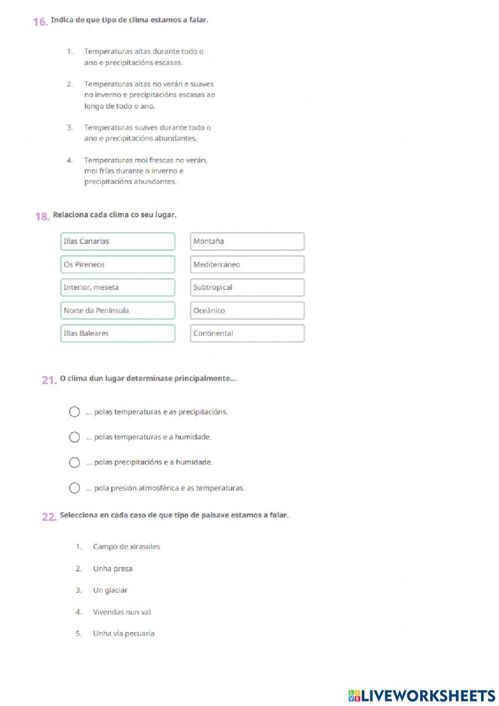 O Clima e a paisaxe - Control