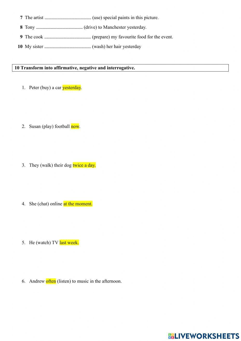 Exam G-V - Unit 6 - 1 eso