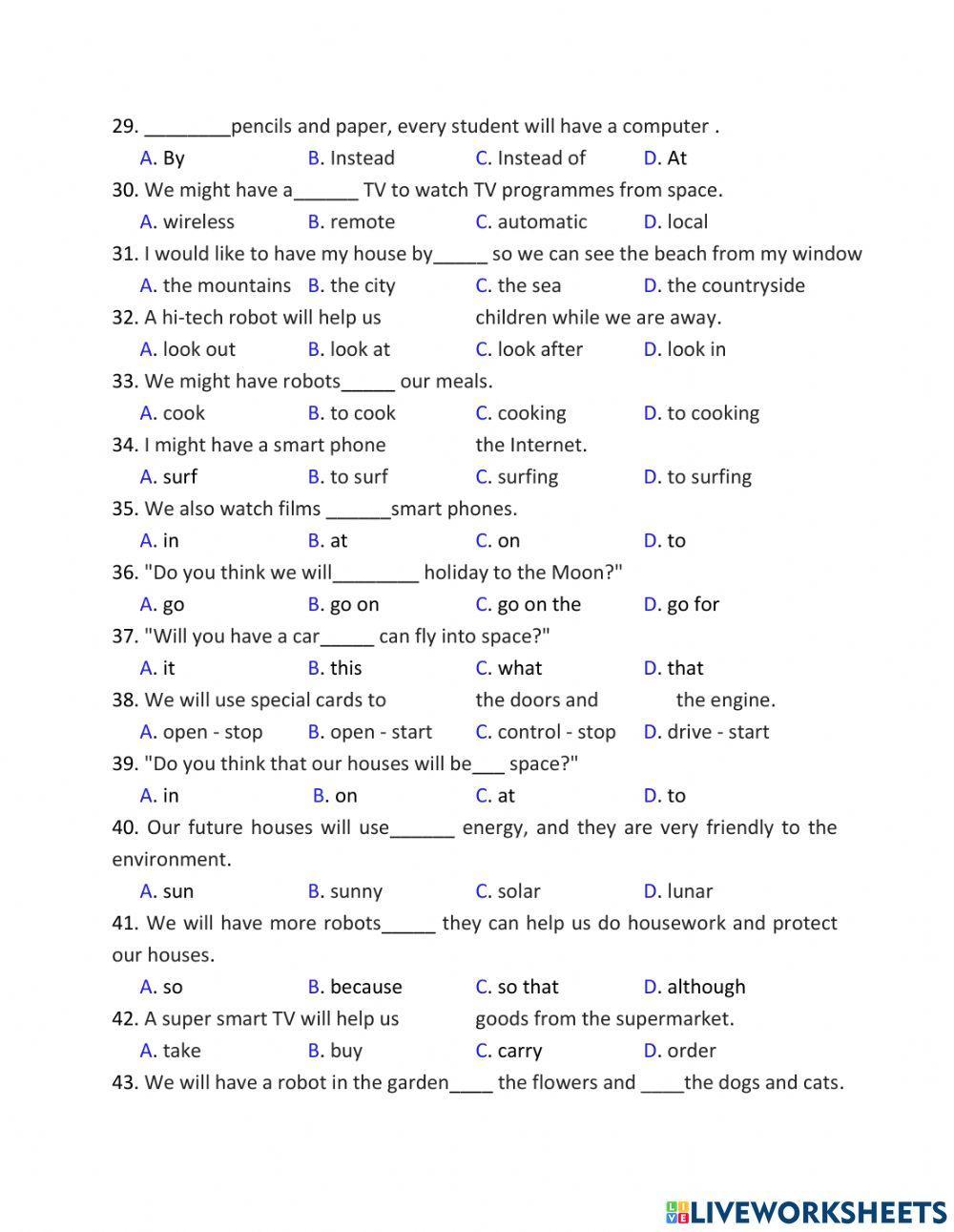E6 UNIT 1O- OUR HOUSES IN THE FUTURE - bt unit CĐ