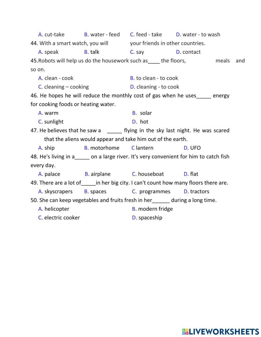 E6 UNIT 1O- OUR HOUSES IN THE FUTURE - bt unit CĐ