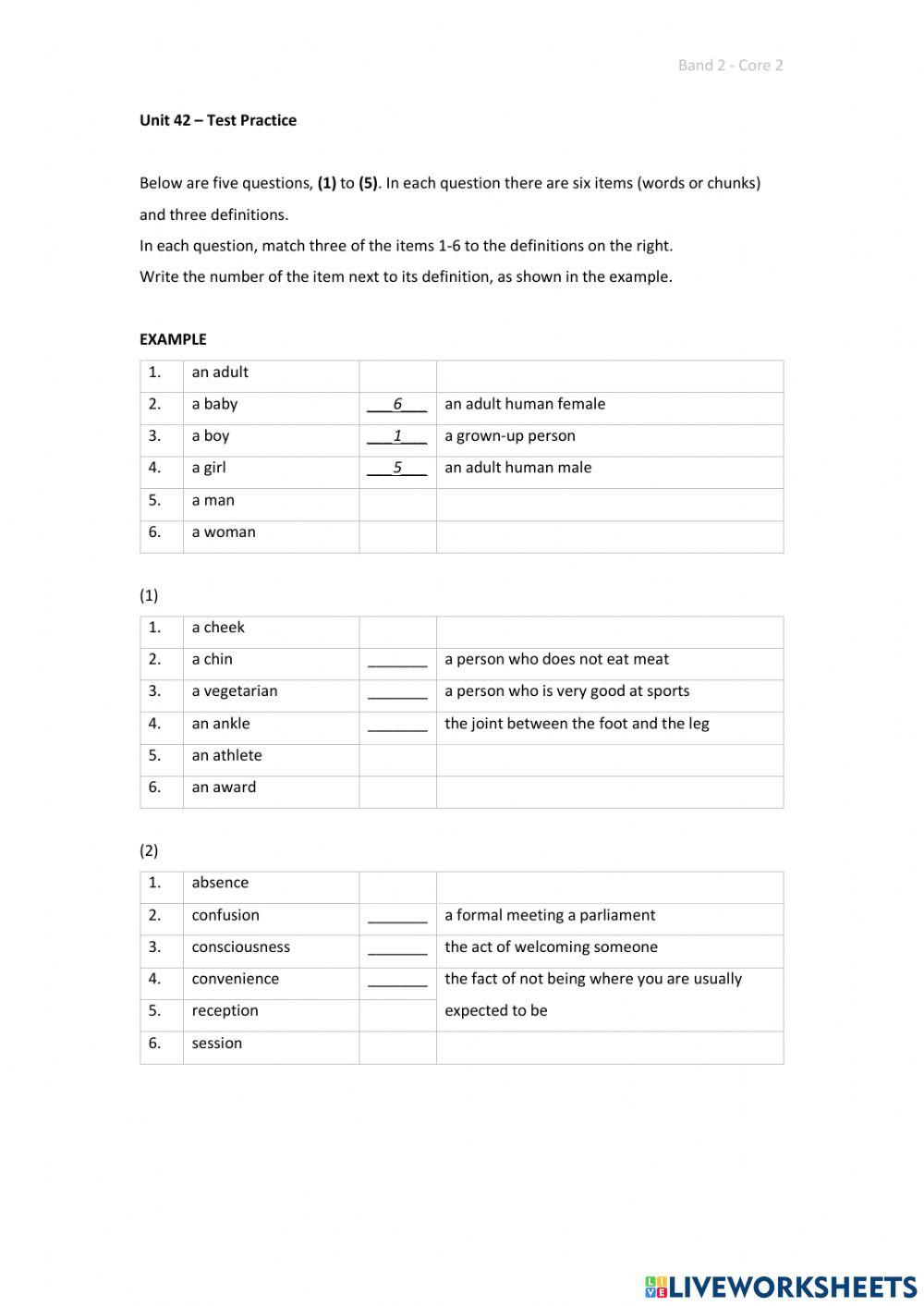 Band 2 (Core 2) - Unit 42 - Test