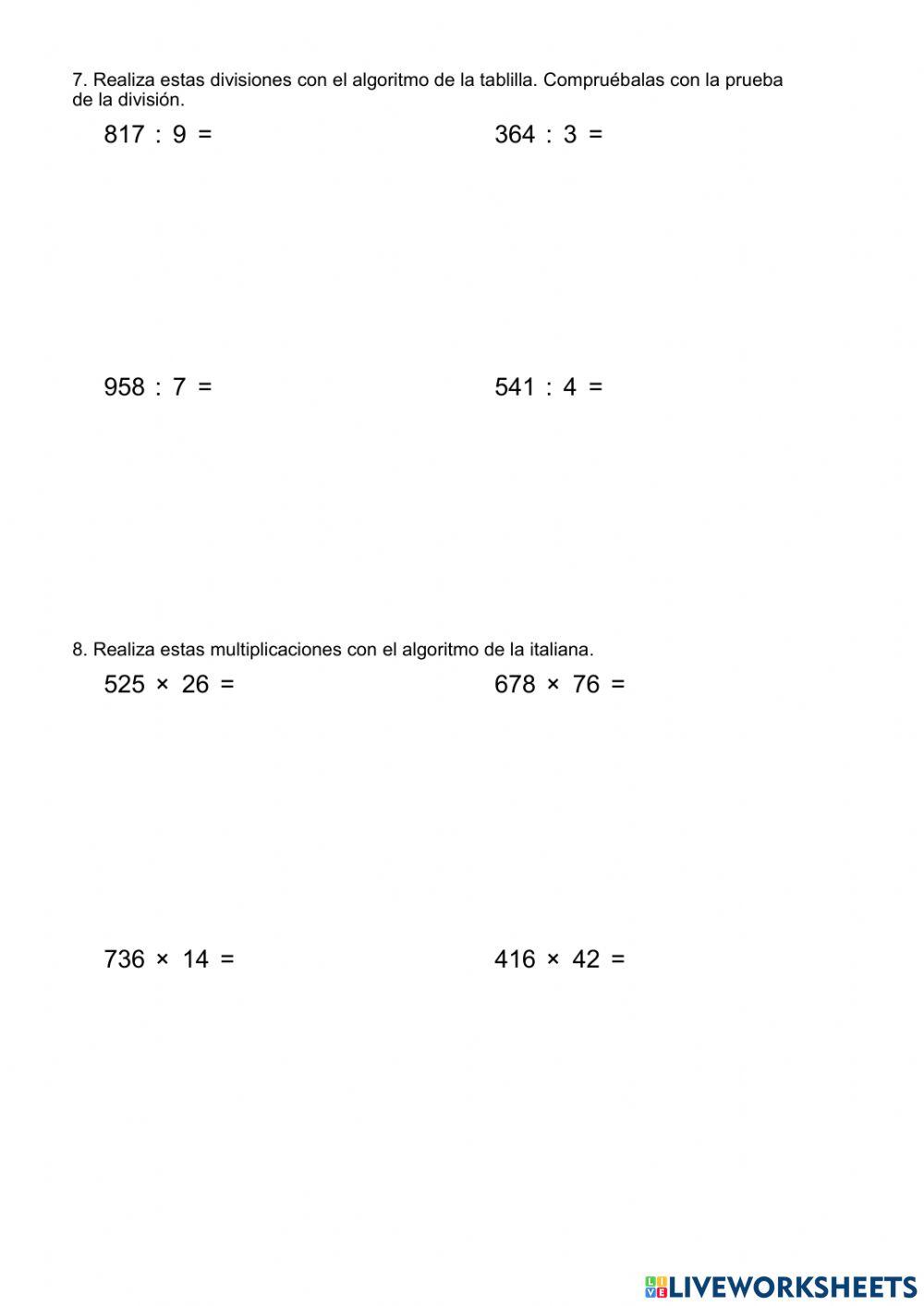 Ficha decimales y cálculo