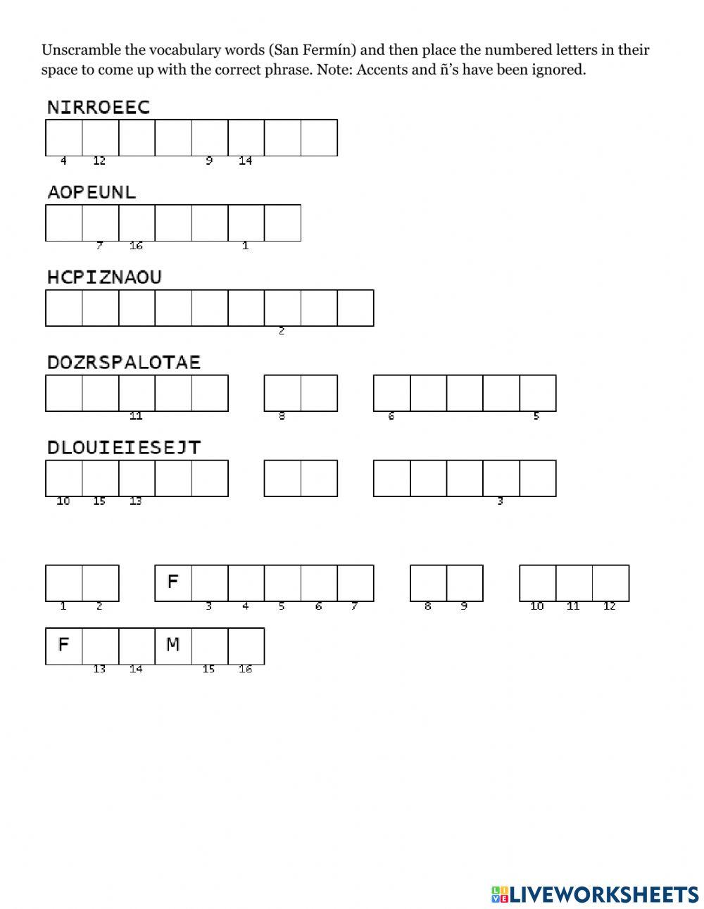 Vocabulario de San Fermin