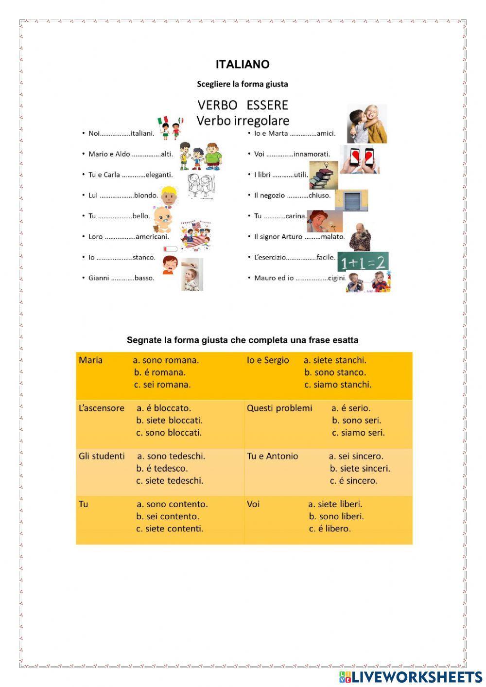 ESSERE verbo irregolare