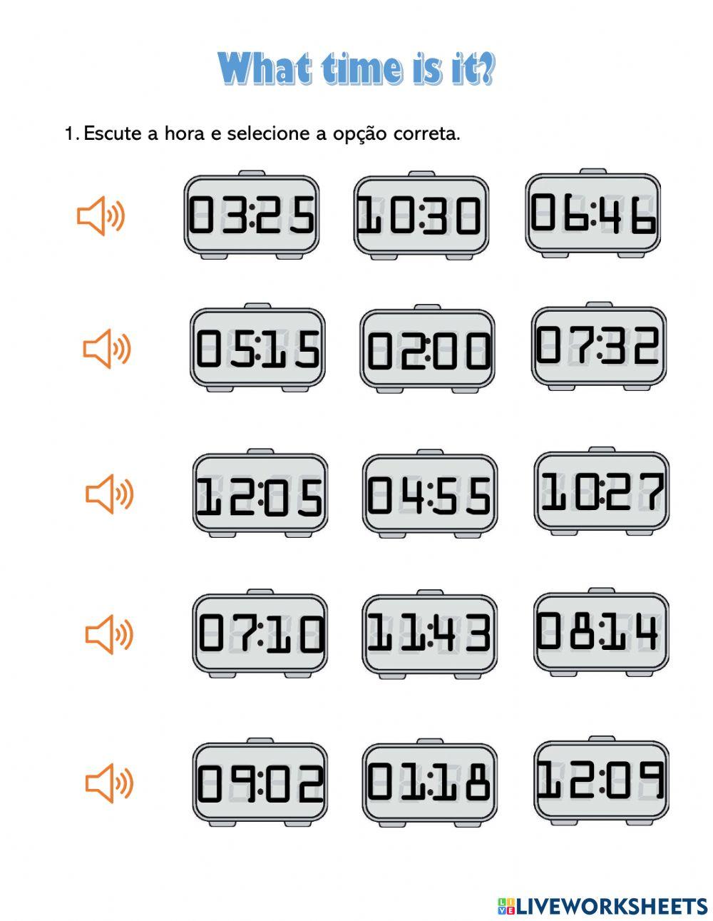 What time is it online exercise for beginner live worksheets
