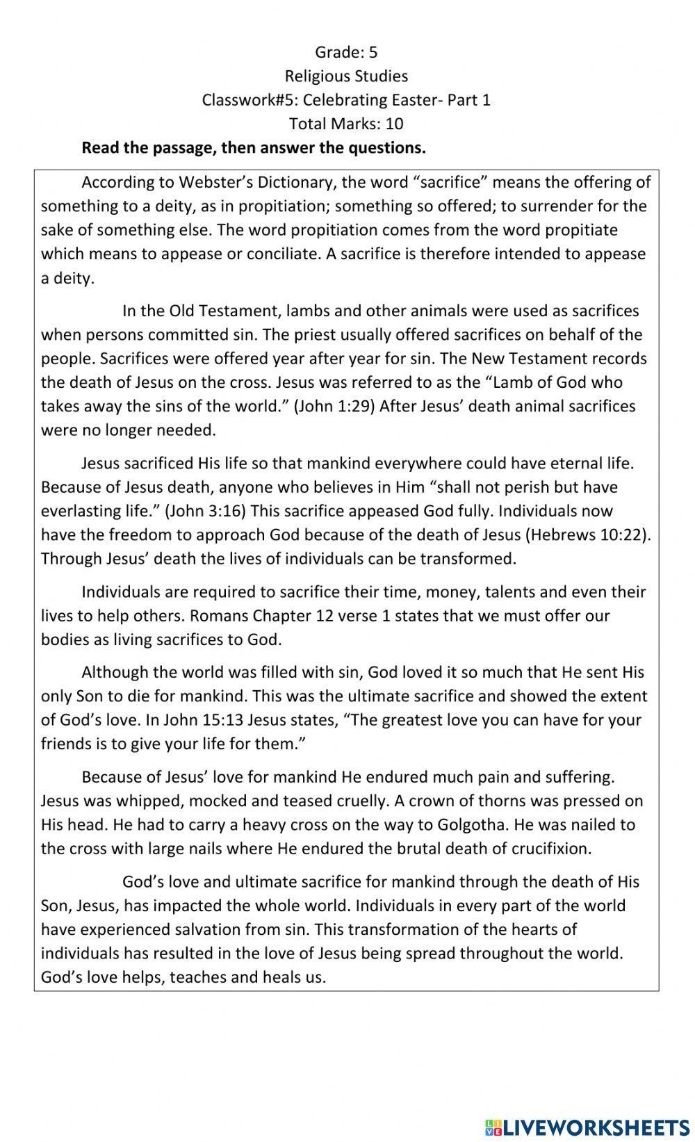 Celebrating Easter Part 1