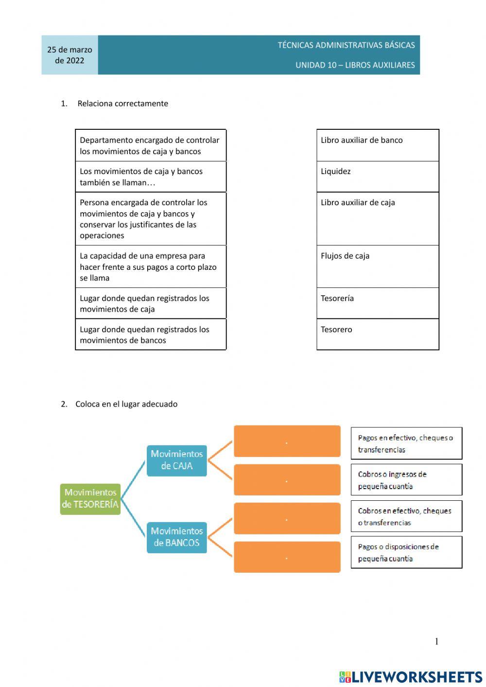 Libros auxiliares y arqueo de caja