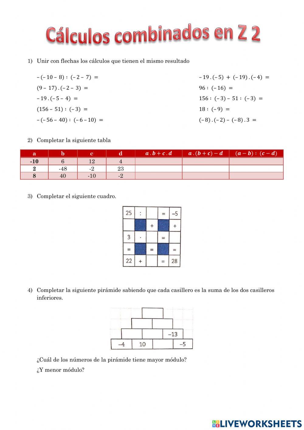 Cálculos combinados en Z 2