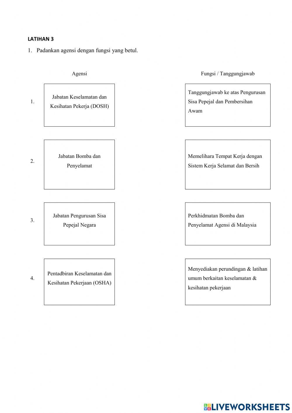 Latihan 3 - Identify Safety, Health and hygiene Practices Requirements