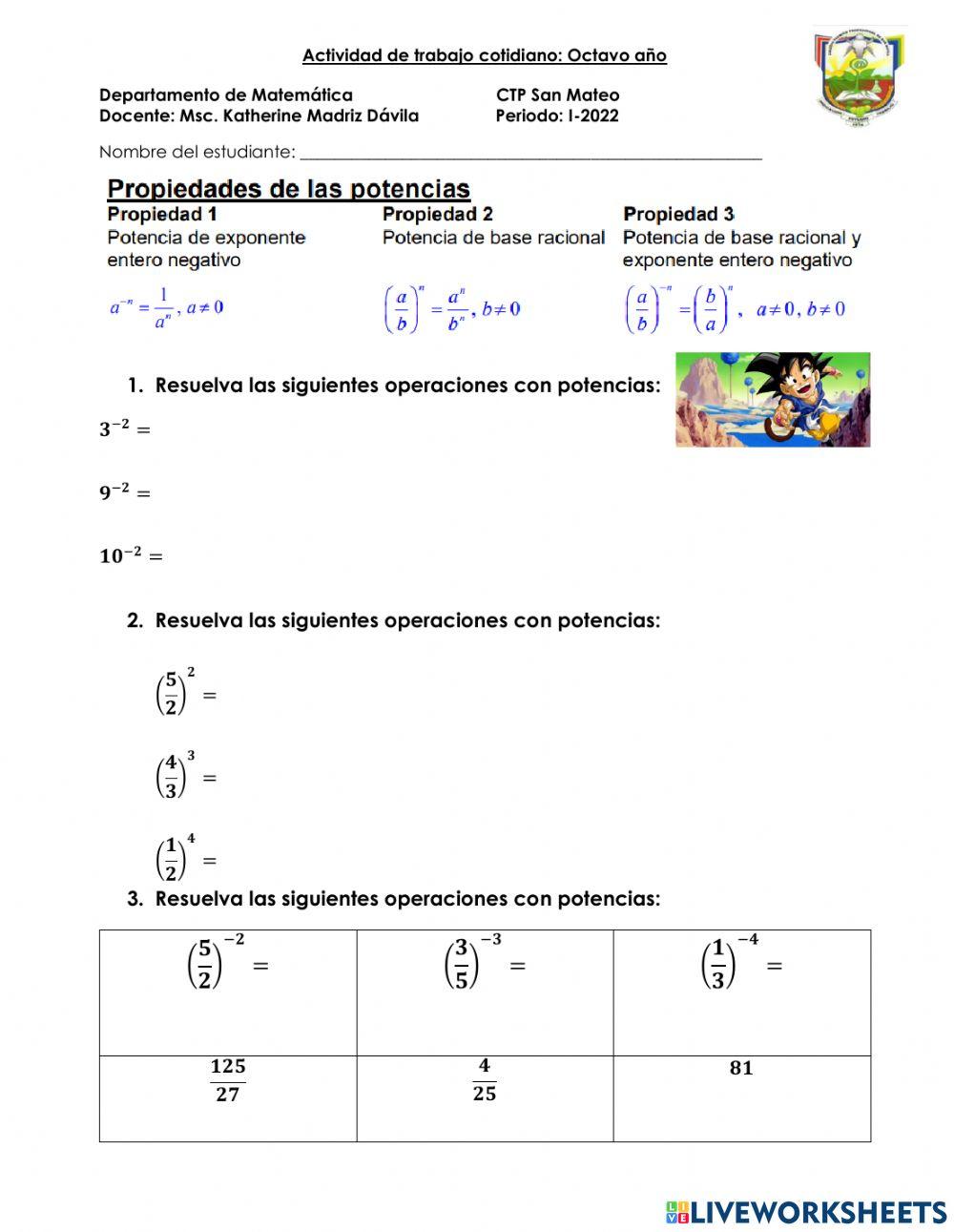8- Propiedades Potencias de racionales