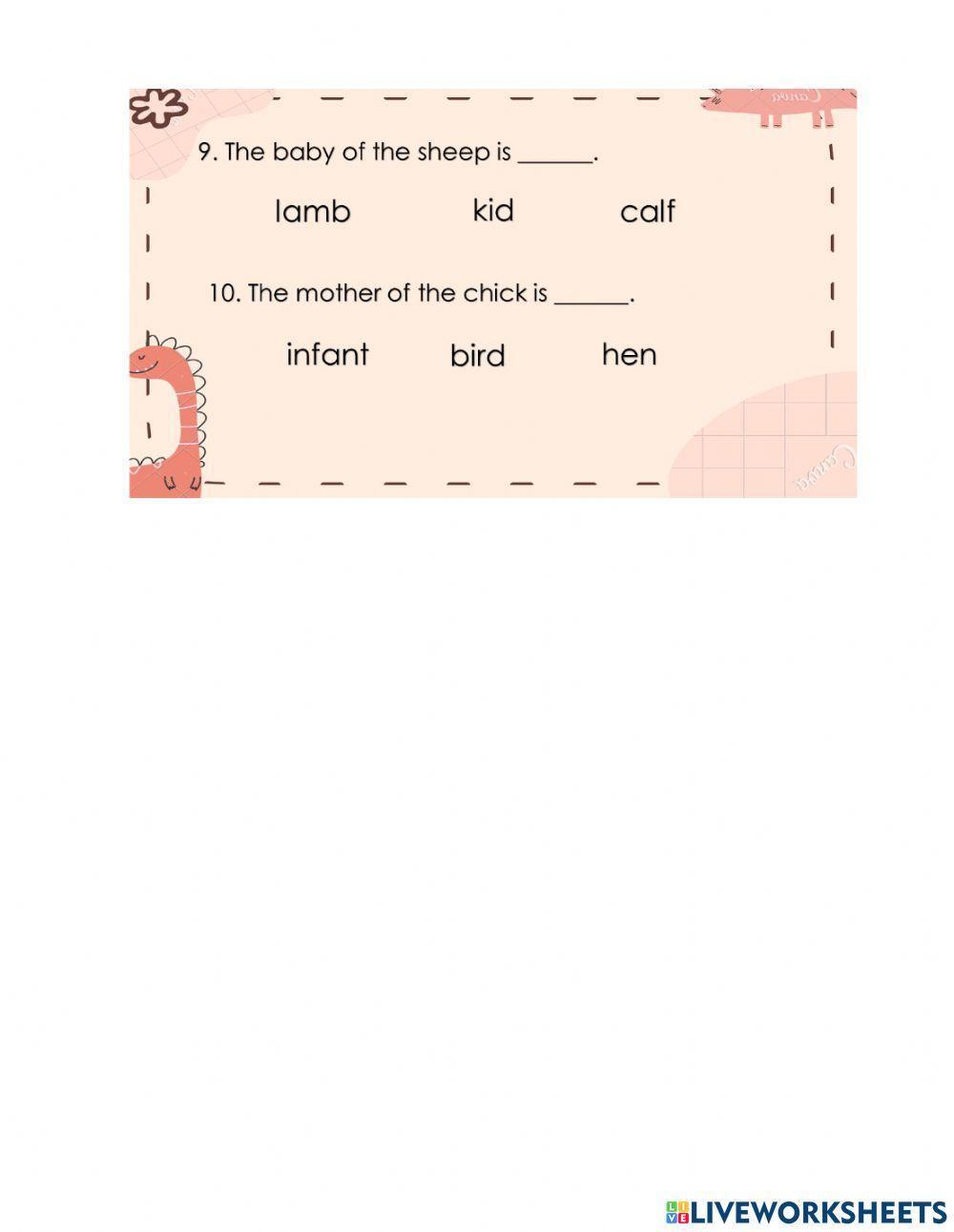 Animals and their young once