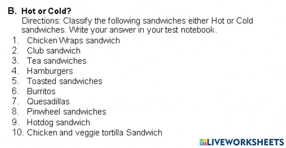Different Types of Sandwiches