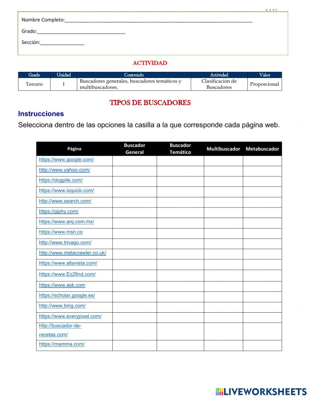 Tipos de Buscadores