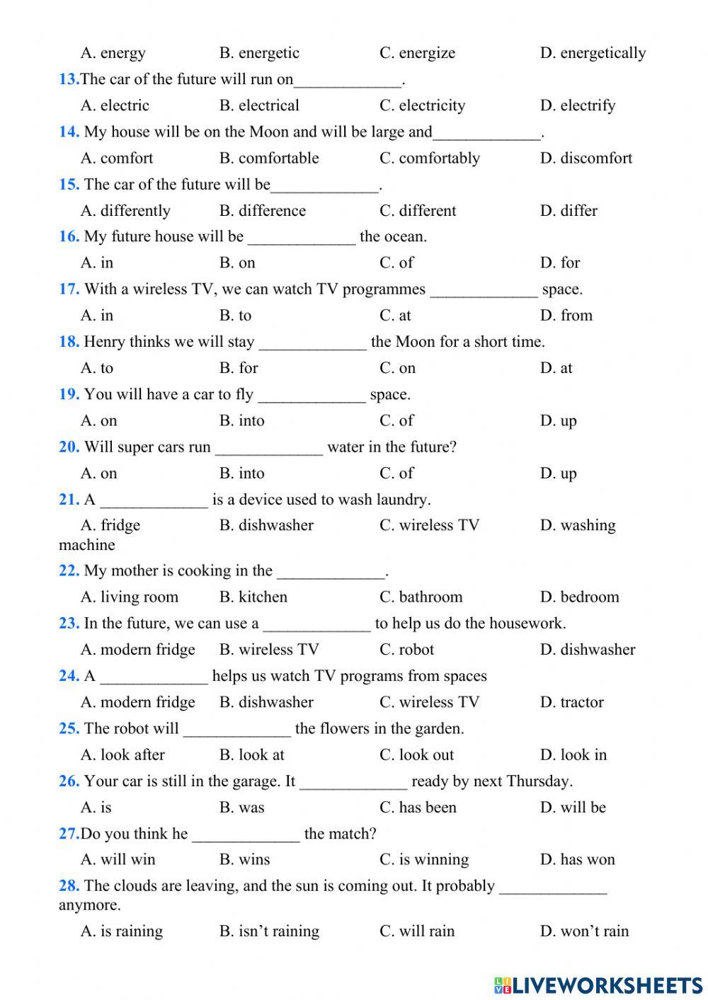 English 6 - unit 10 - vocabulary and grammar