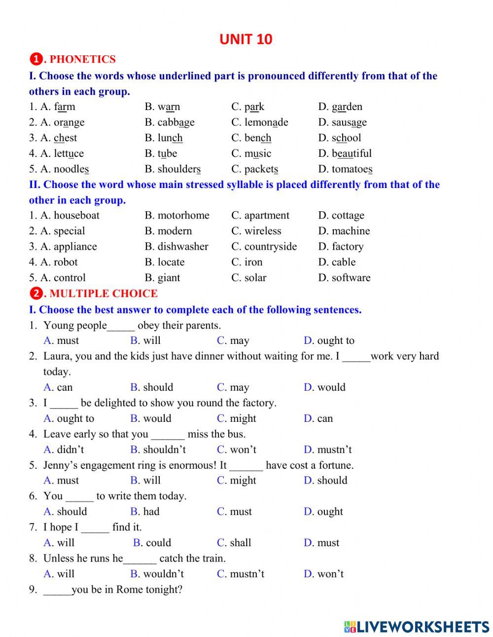 Tieng anh 6 global success unit 10 online exercise for live worksheets