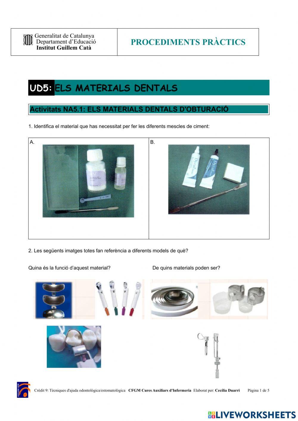 C9 UD5 Procediments pràctics materials dentals 5.1