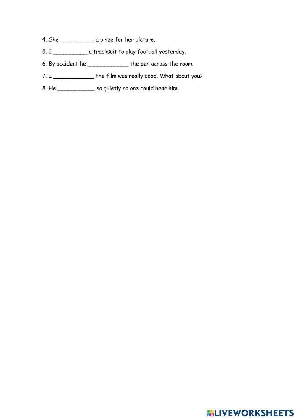 Past simple irregular verbs sleep to write