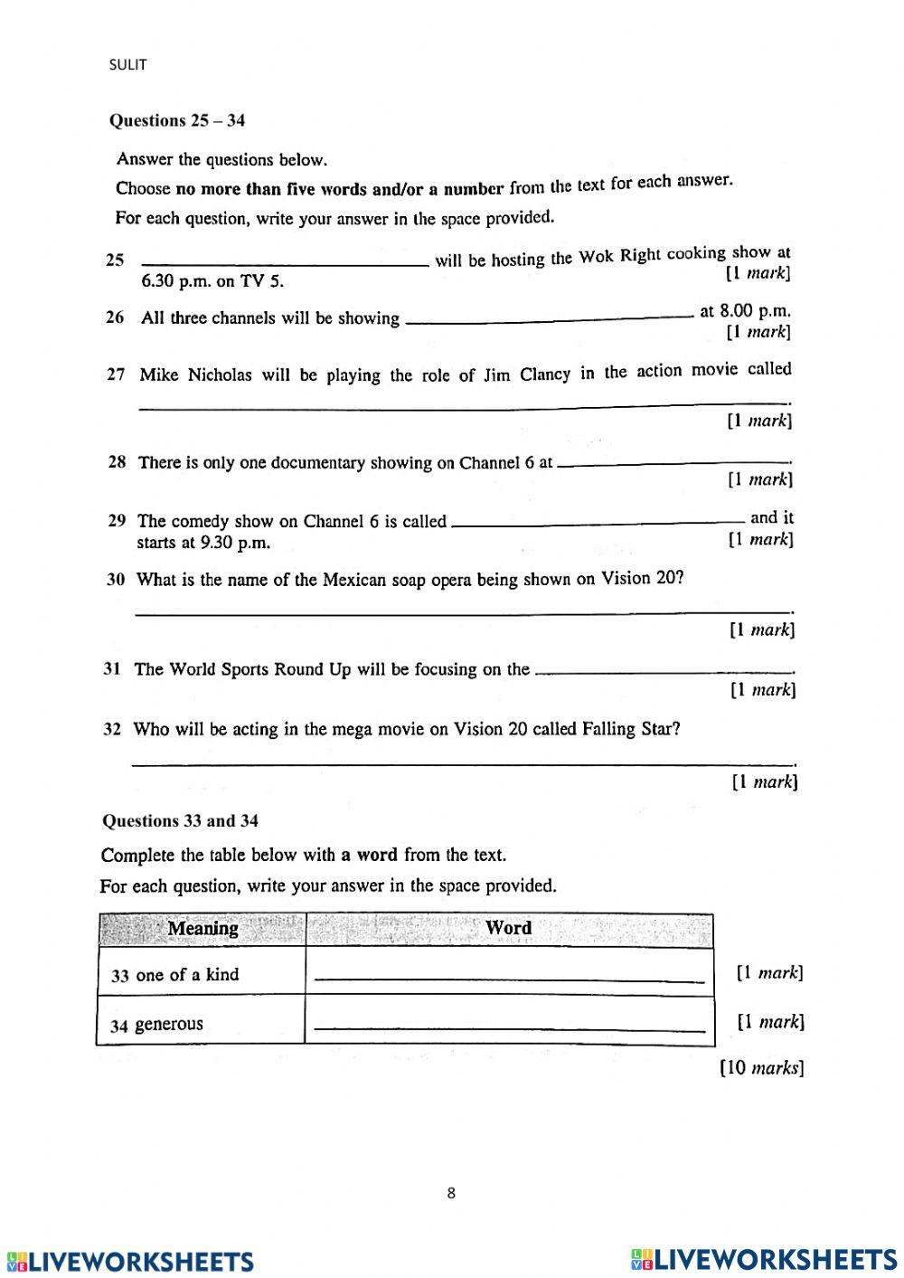 FORM 2: READING
