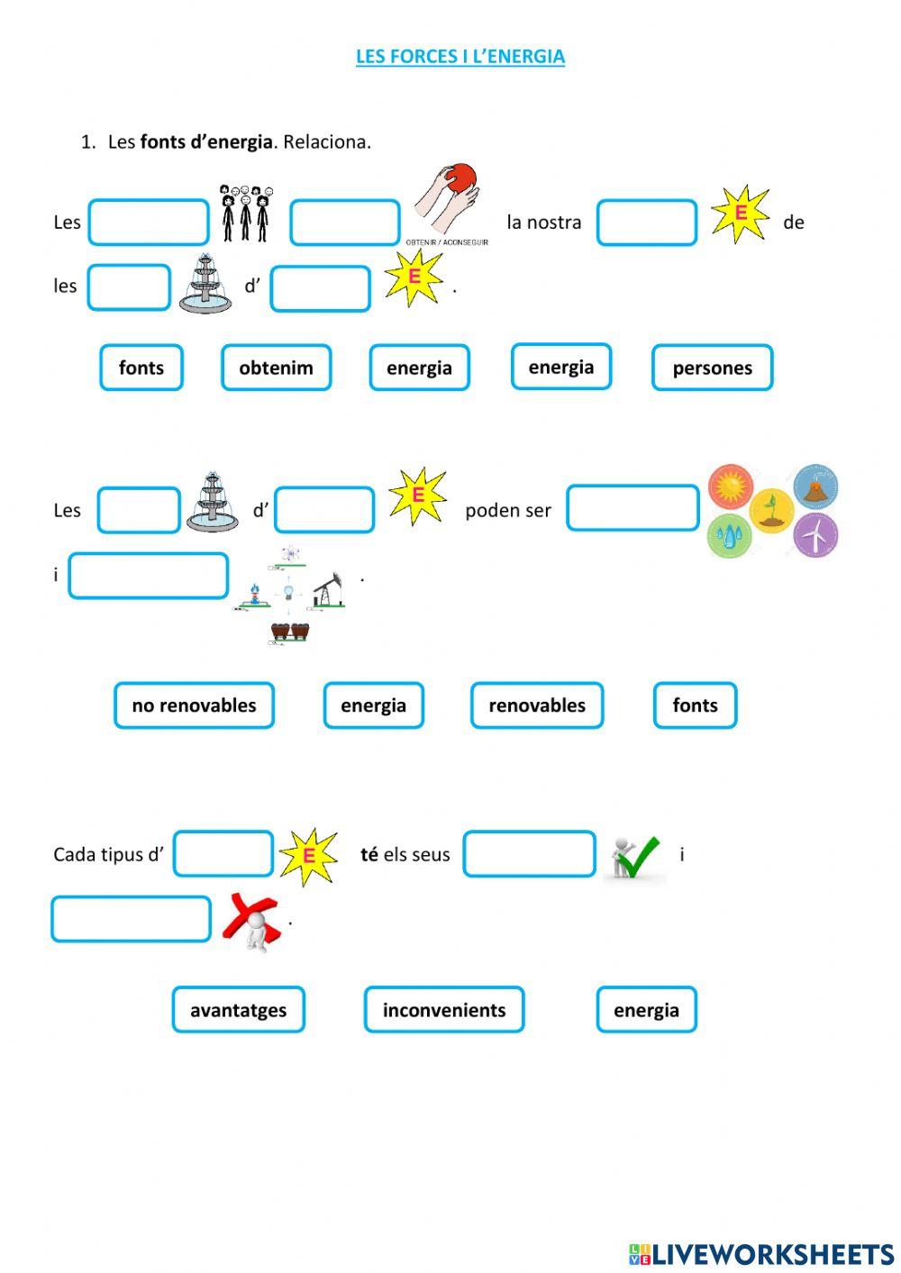 Les forces i l'energia. Les fonts d'energia 1