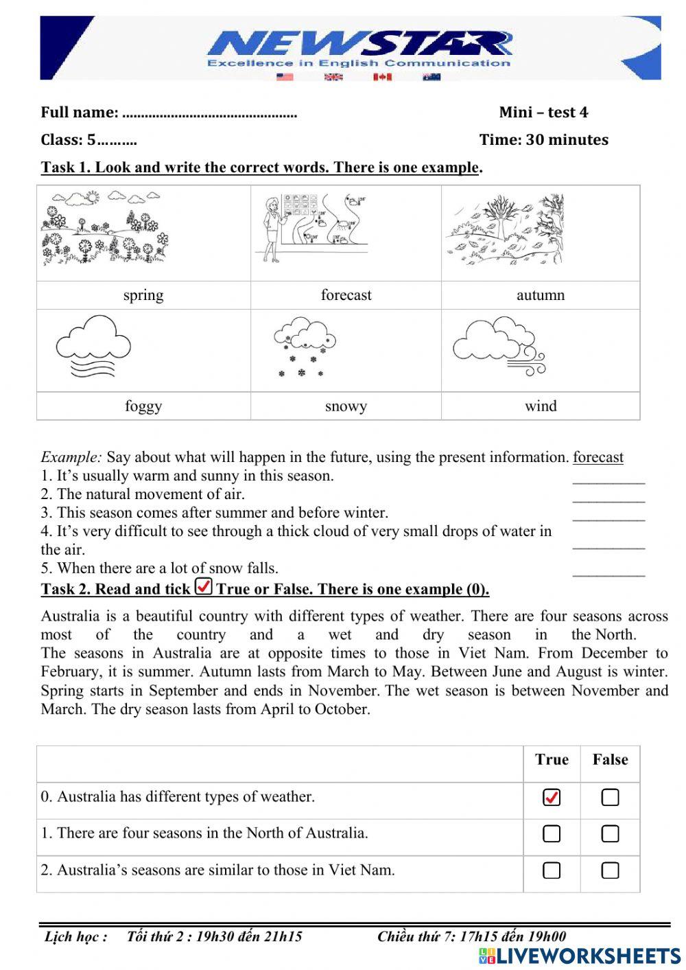 Minitest 4 - level week - grade 5