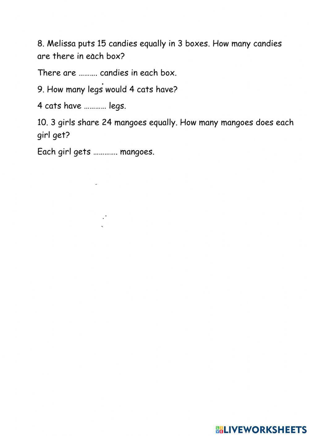 Grade 3 - Multiplication & Division Word Problems