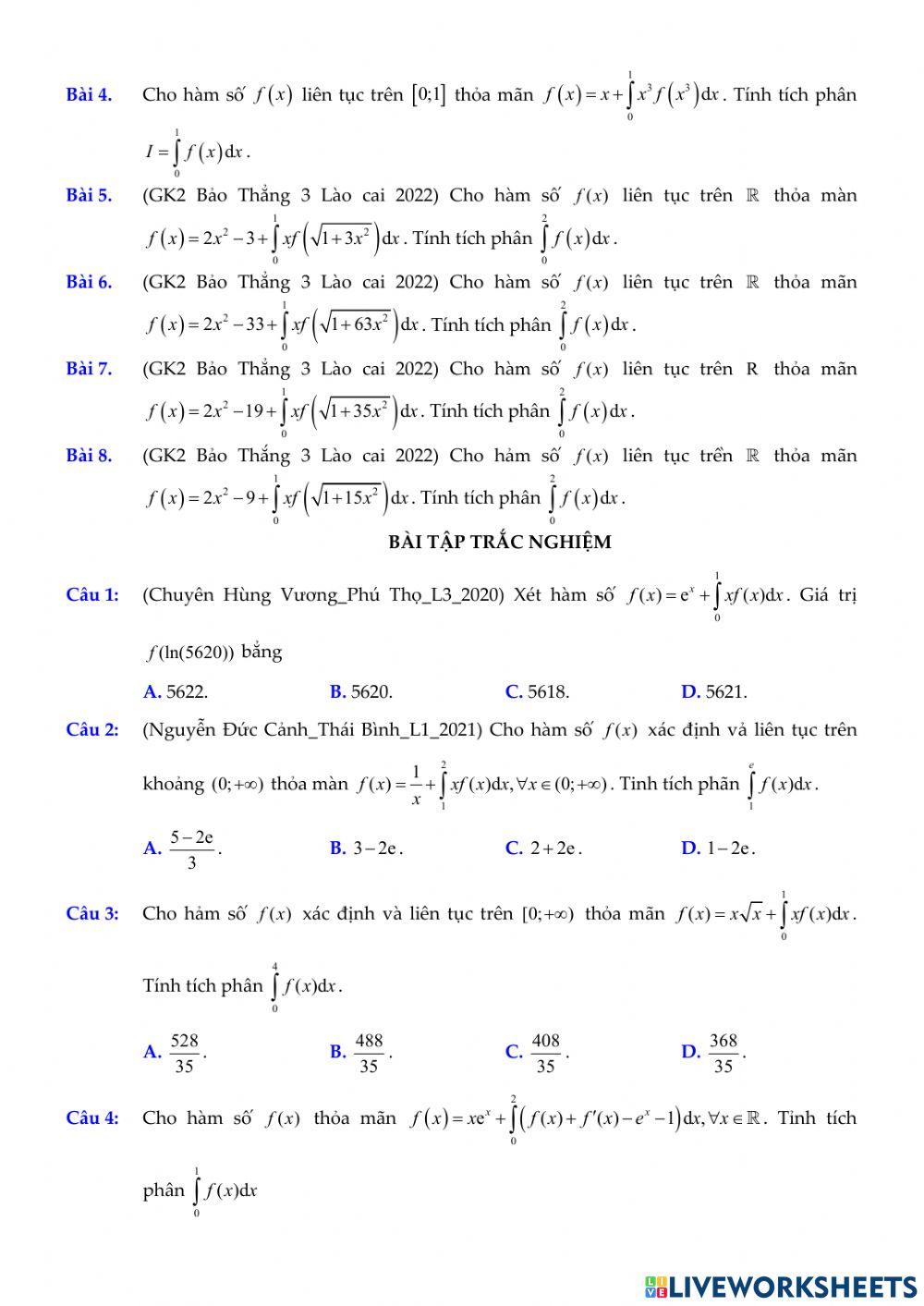 Kỹ thuật hằng số hóa trong tính tích phân