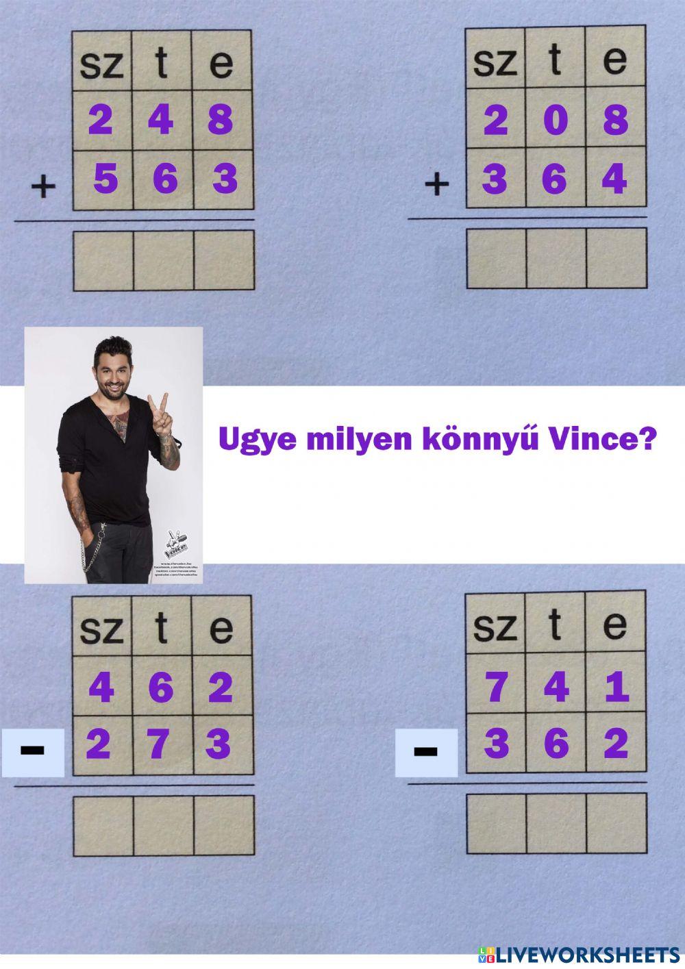 Írásbeli összeadás kivonás