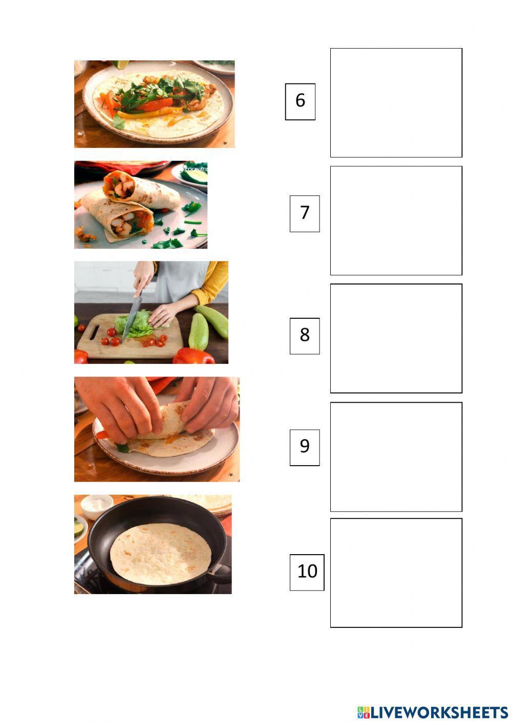 Pasos crear receta de fajitas.