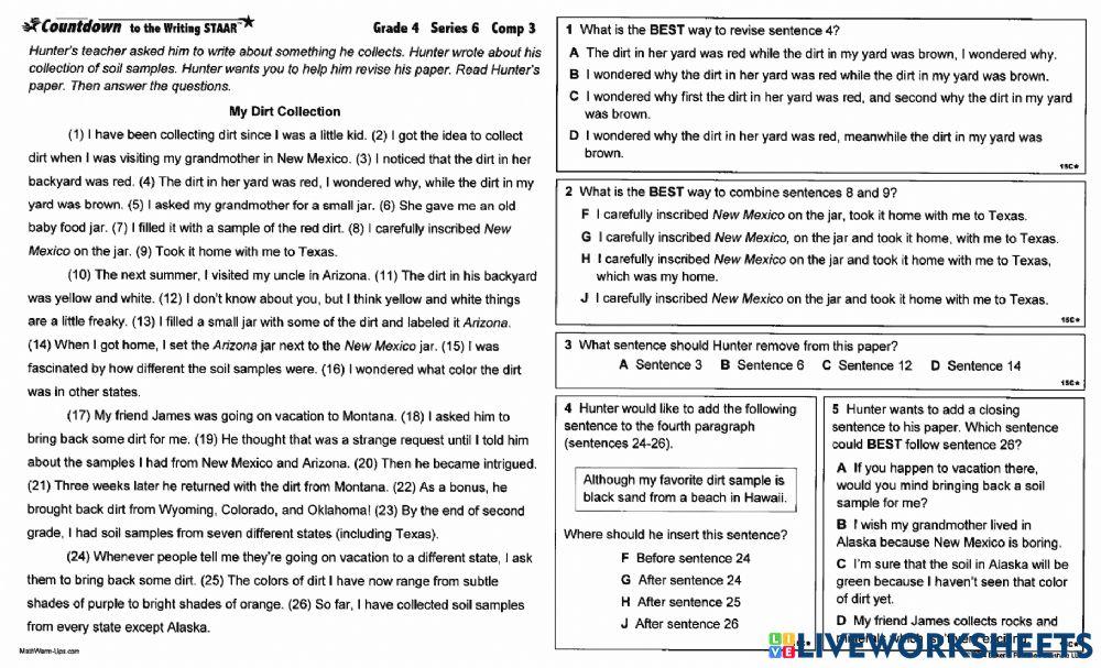 Writing Countdown: Series 6 Comp 2 and 3