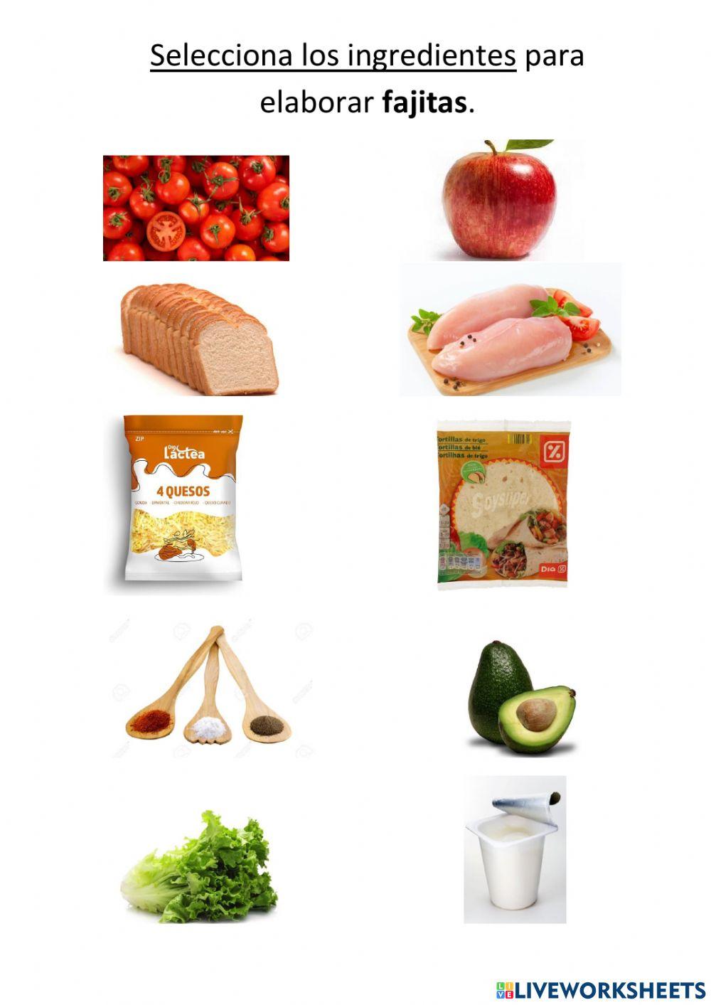 Ingredientes receta fajitas