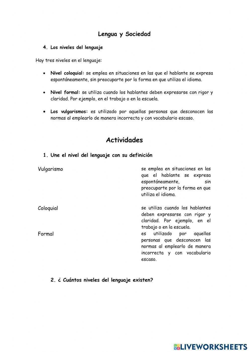 4. Los niveles del lenguaje