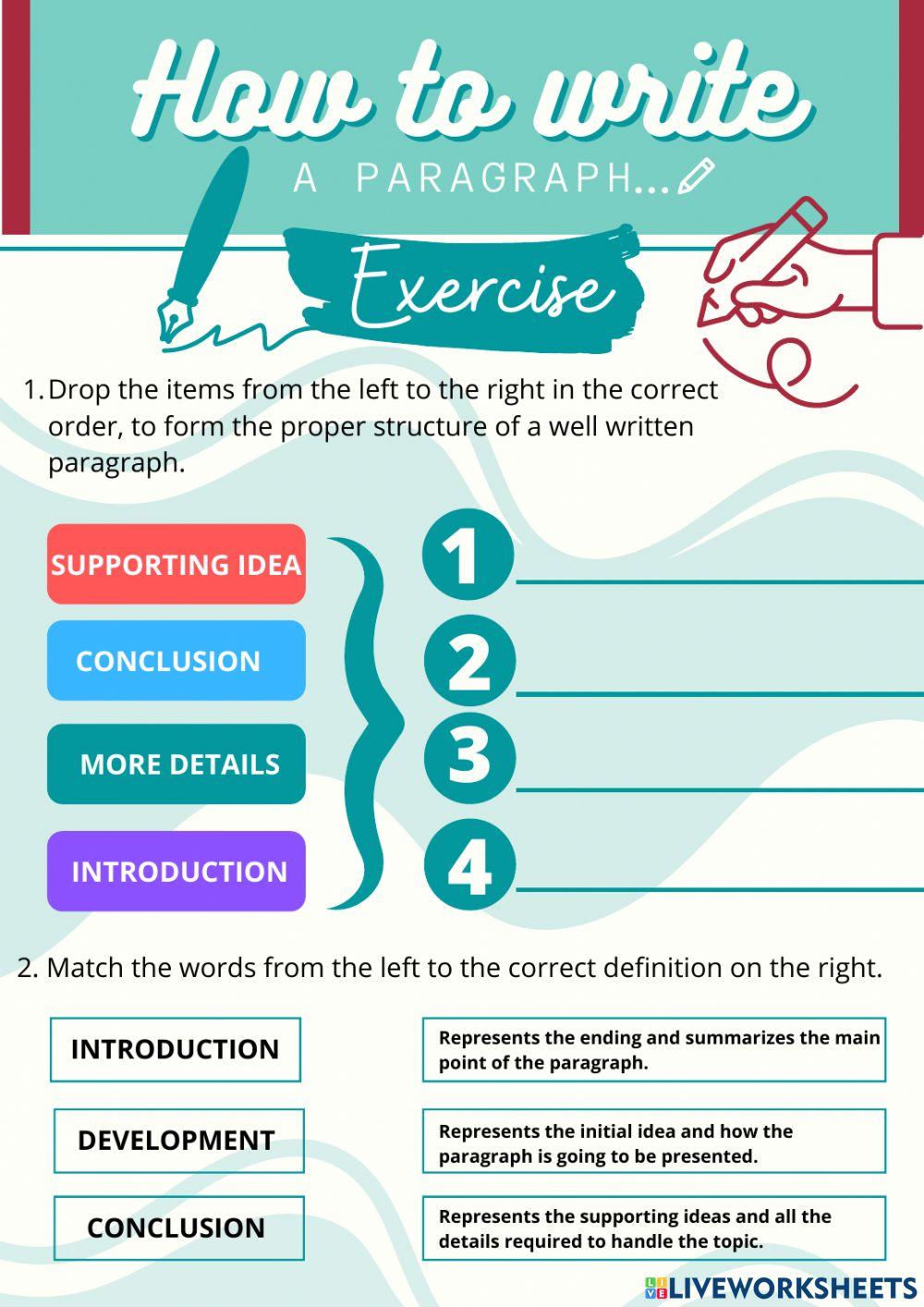 How to write a paragraph - EXERCISE