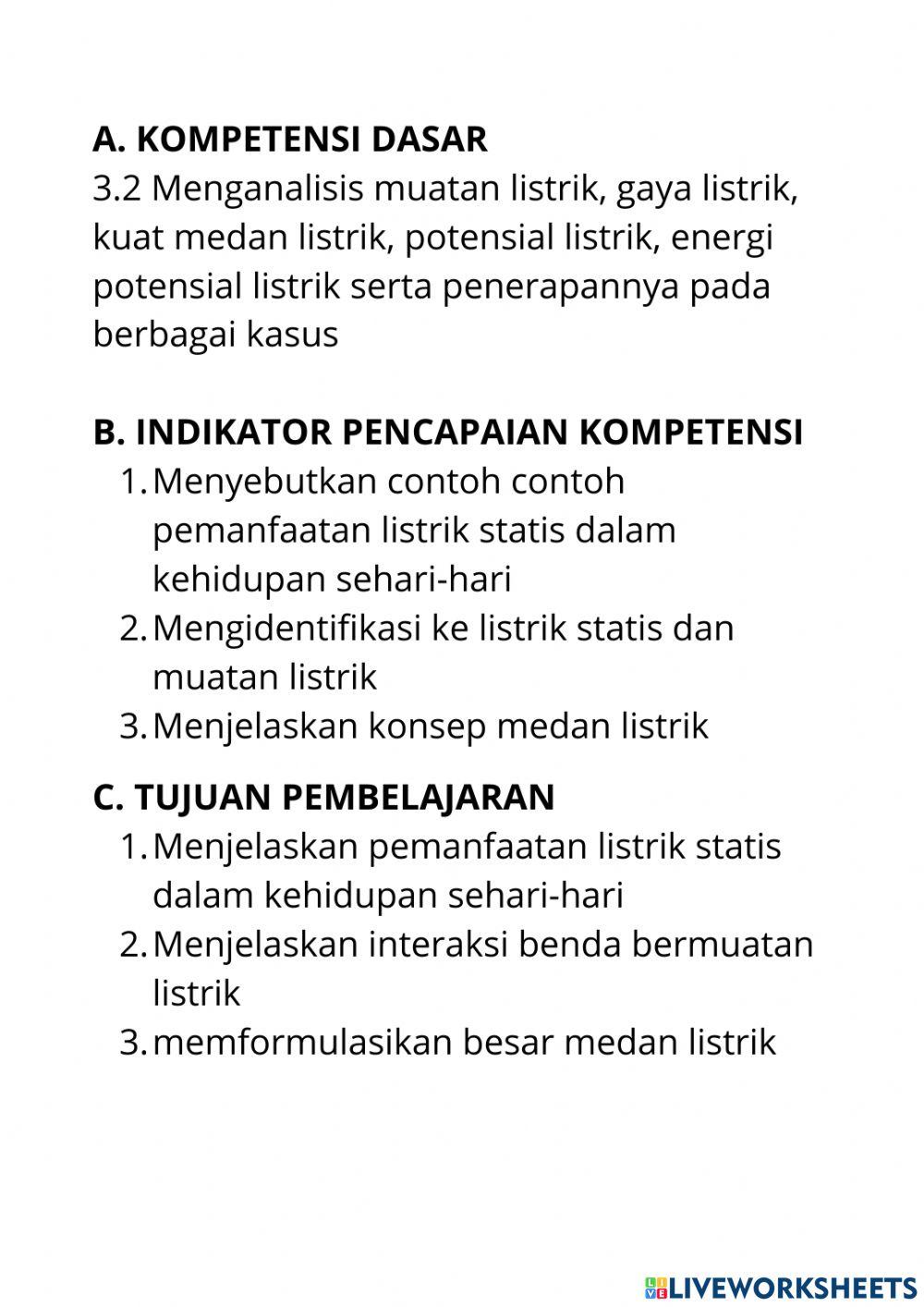 Lembar Kerja Peserta Didik Listrik Statis Kelas XII