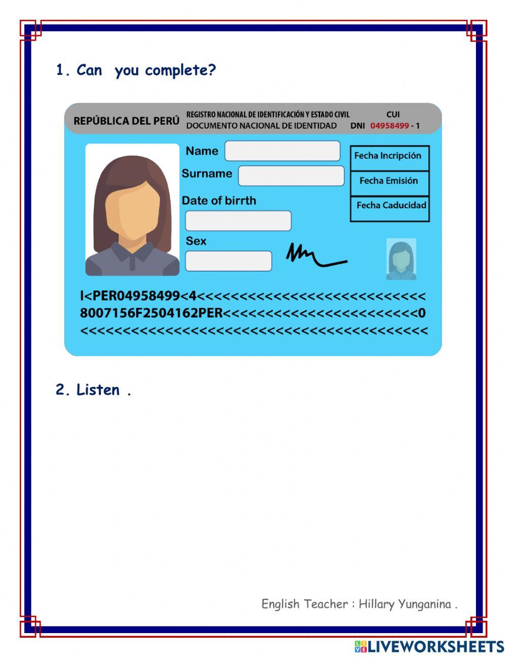 Personal Information - exercises 