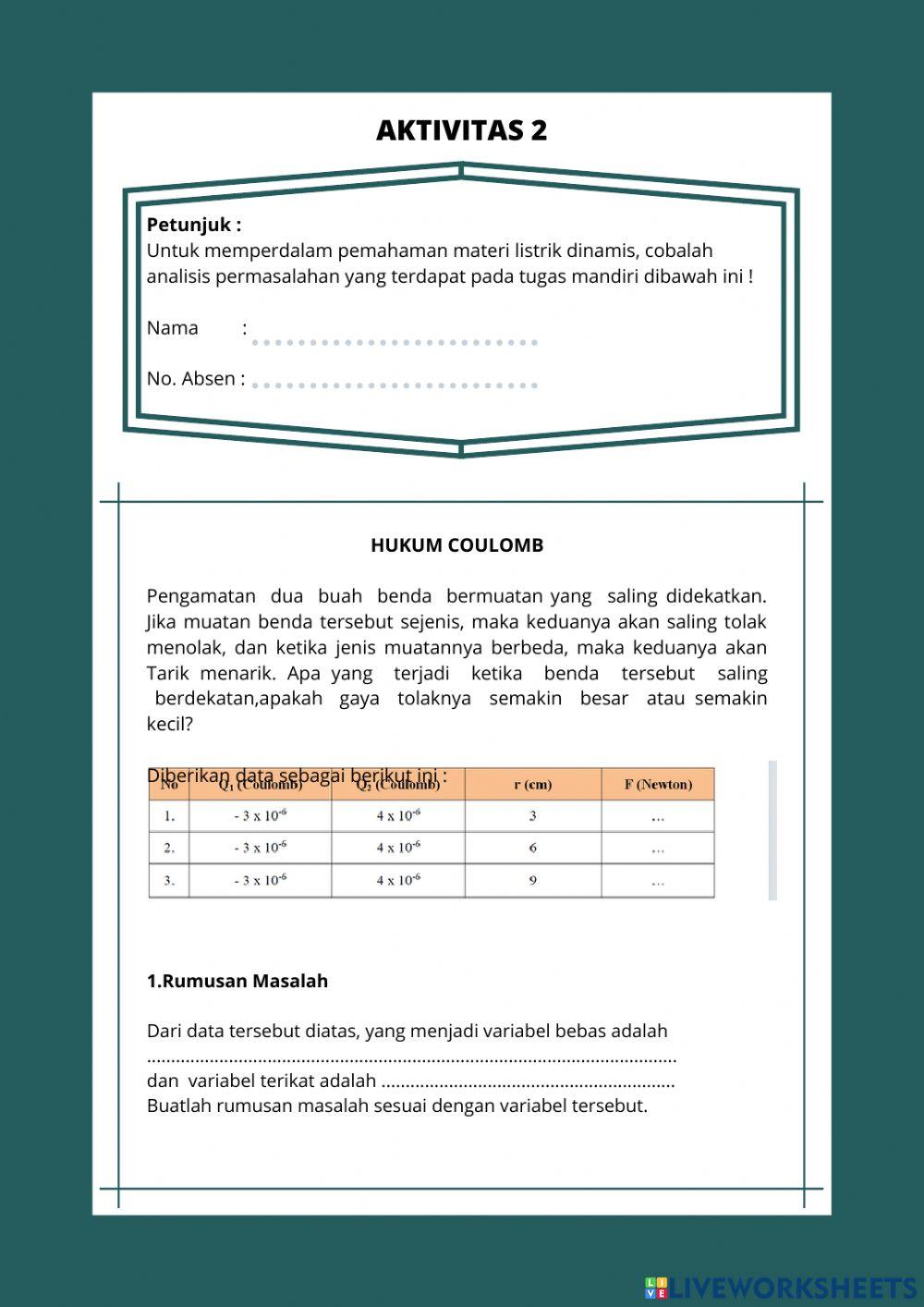LKPD Listrik Statis Kelas XII