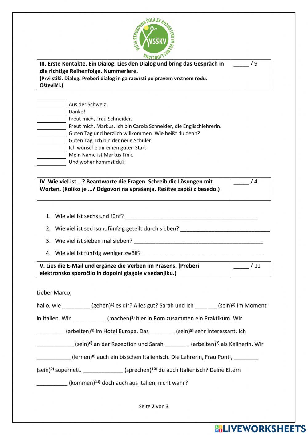 Erste Kontakte - VSŠKV - 3. Treffen