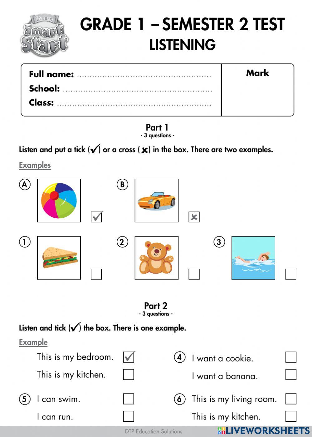 I learn smart start 1 semester 2 test online exercise for live worksheets