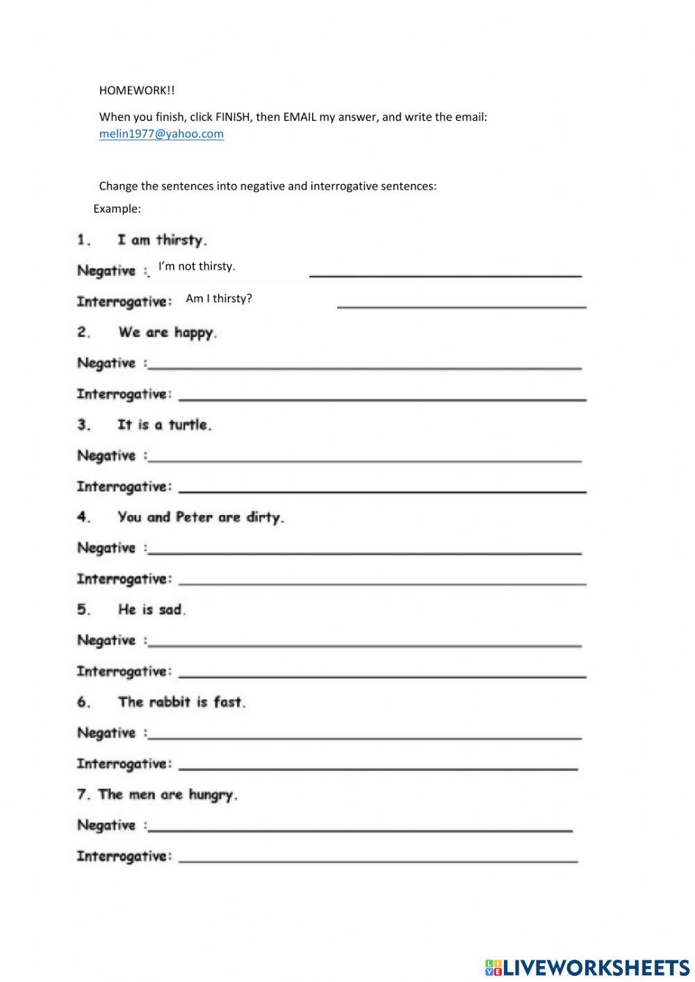 HOMEWORK 1:To be, possessive adj and pronouns