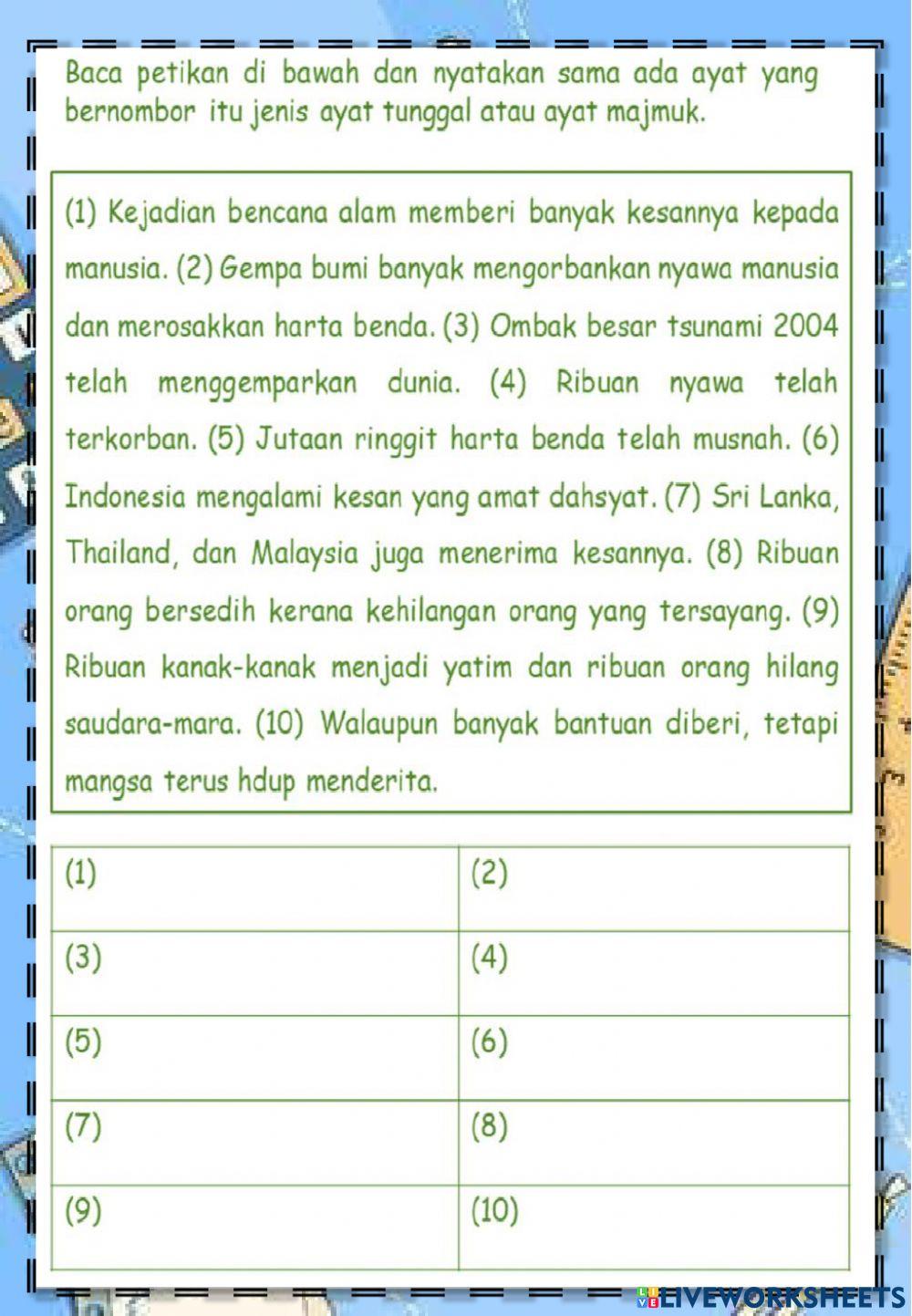 Ayat tunggal dan ayat majmuk