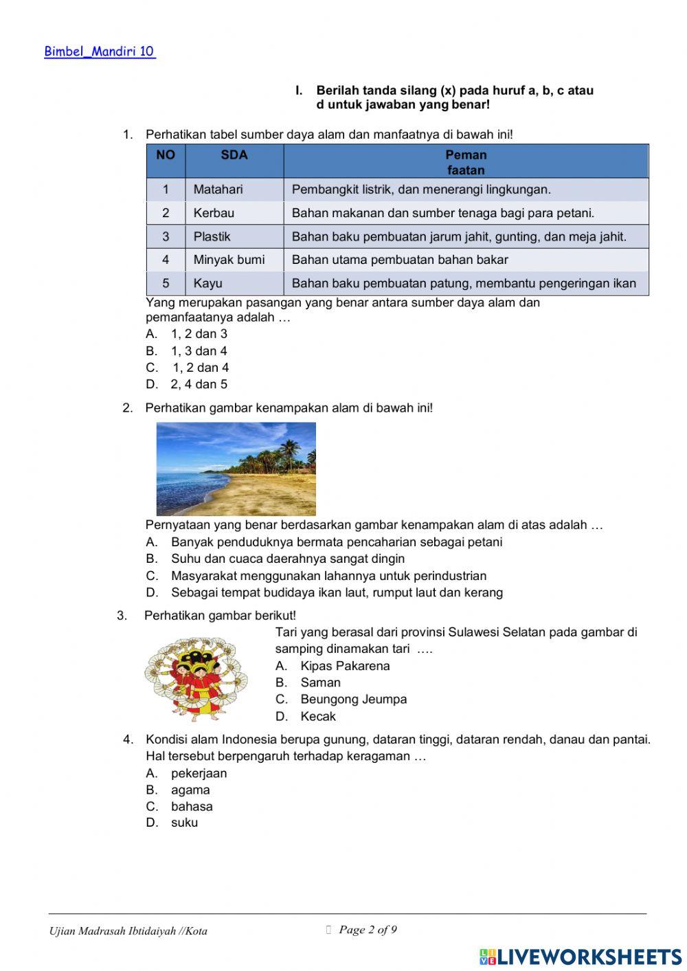 Latihan Ujian Sekolah - IPS