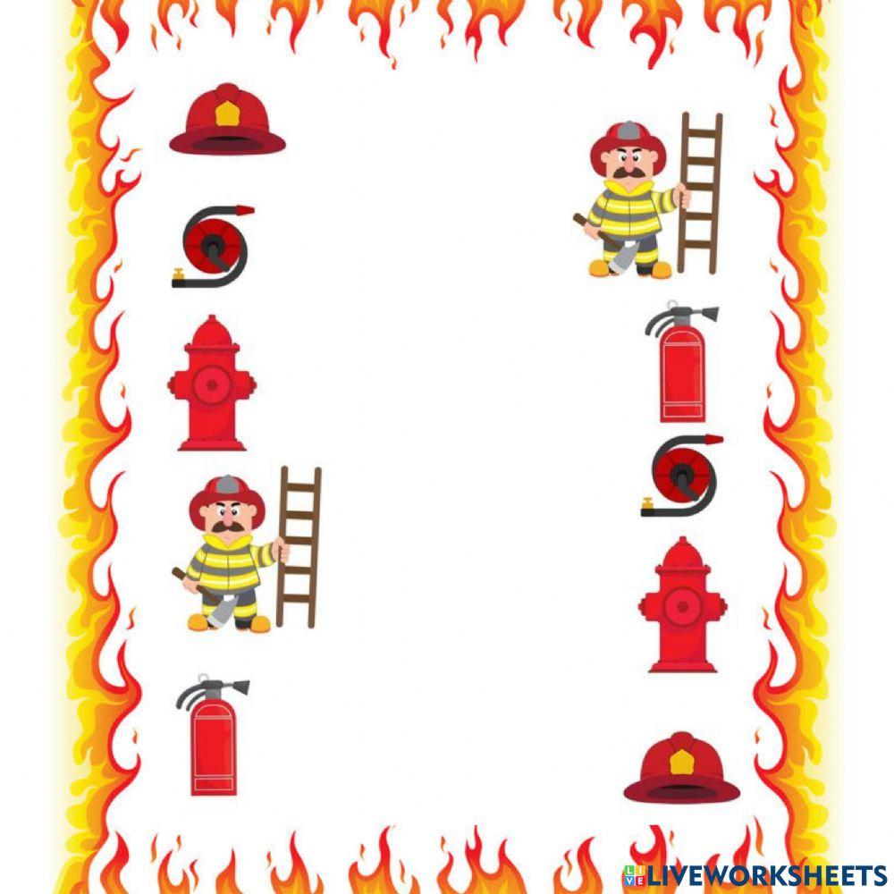 Пожарная безопасность. Соедини линиями одинаковые предметы.