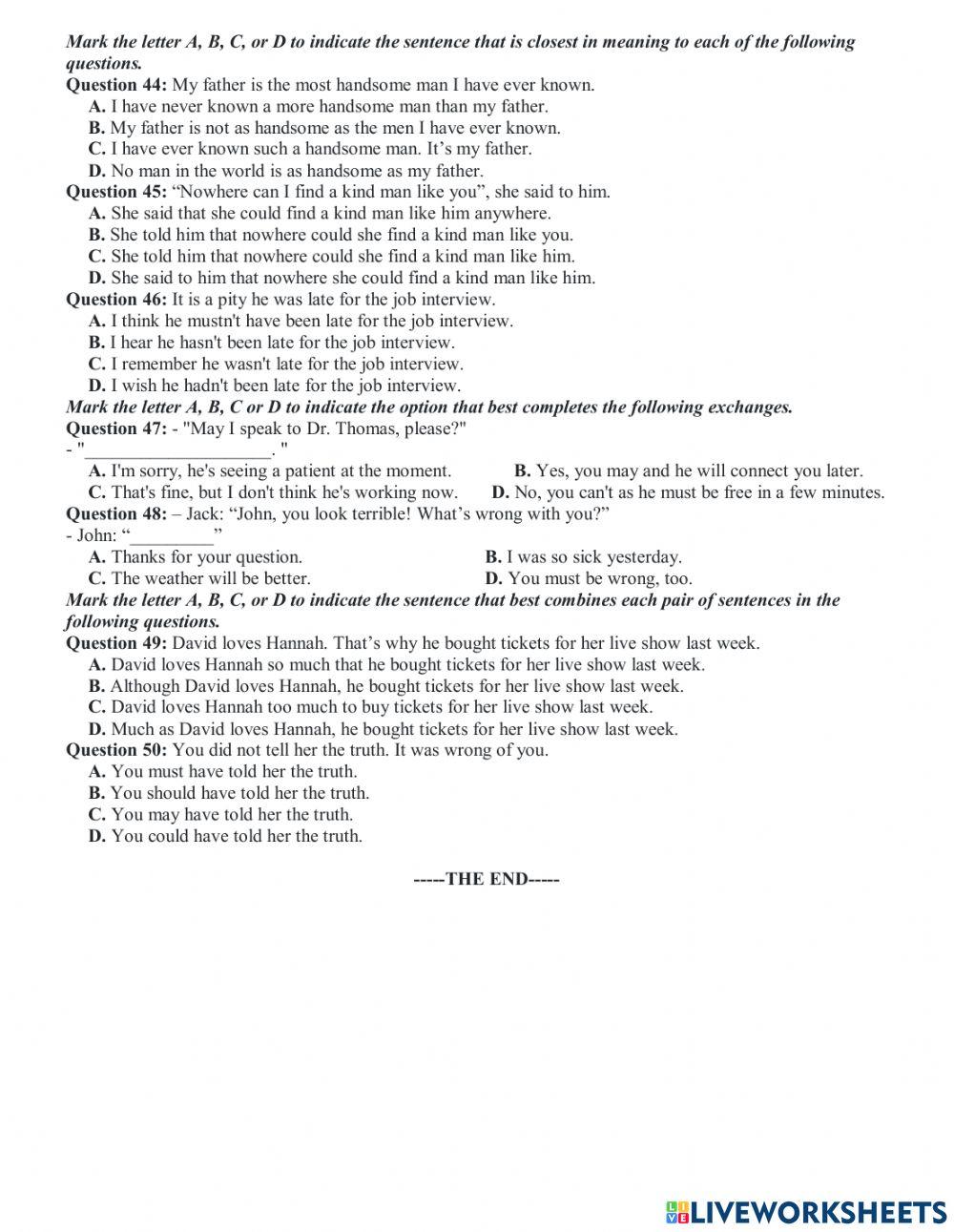 Practice Test 1(Conti)