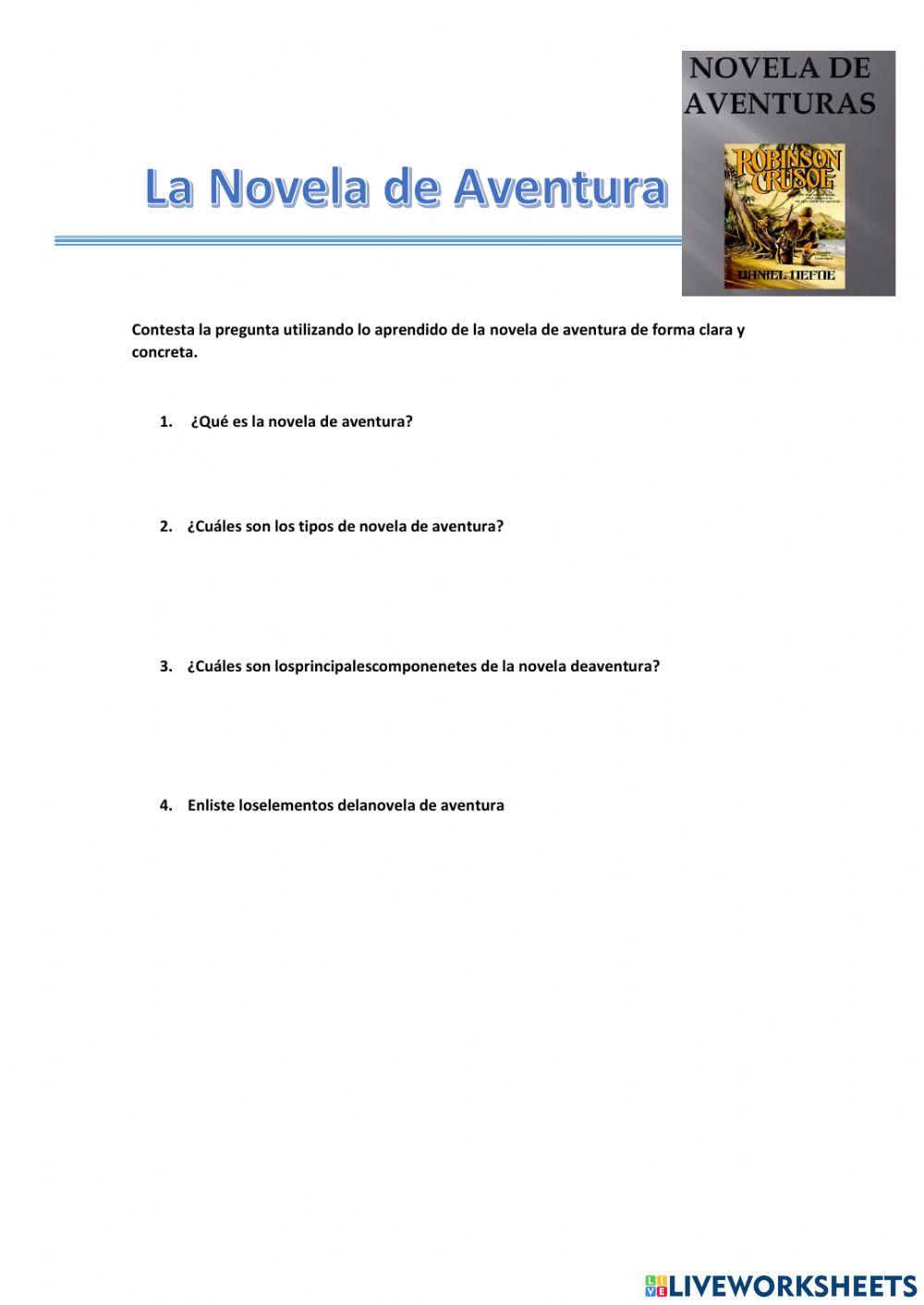 La novela aventura worksheet Live Worksheets