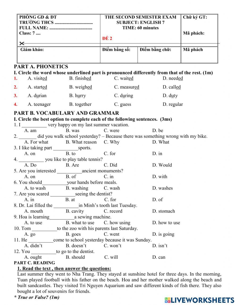 G7-Mid- Test 2- HKII