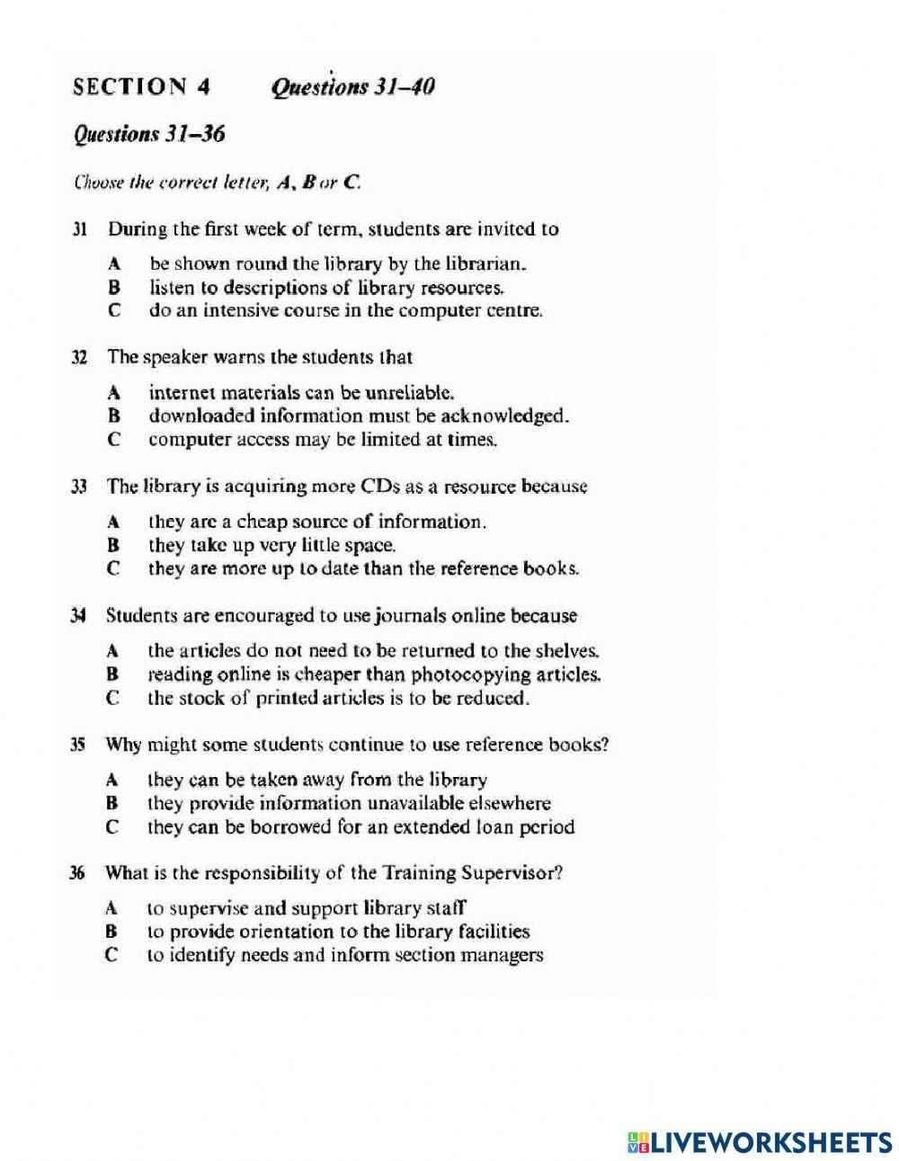 Ielts listening test 4(book 5 part 4)