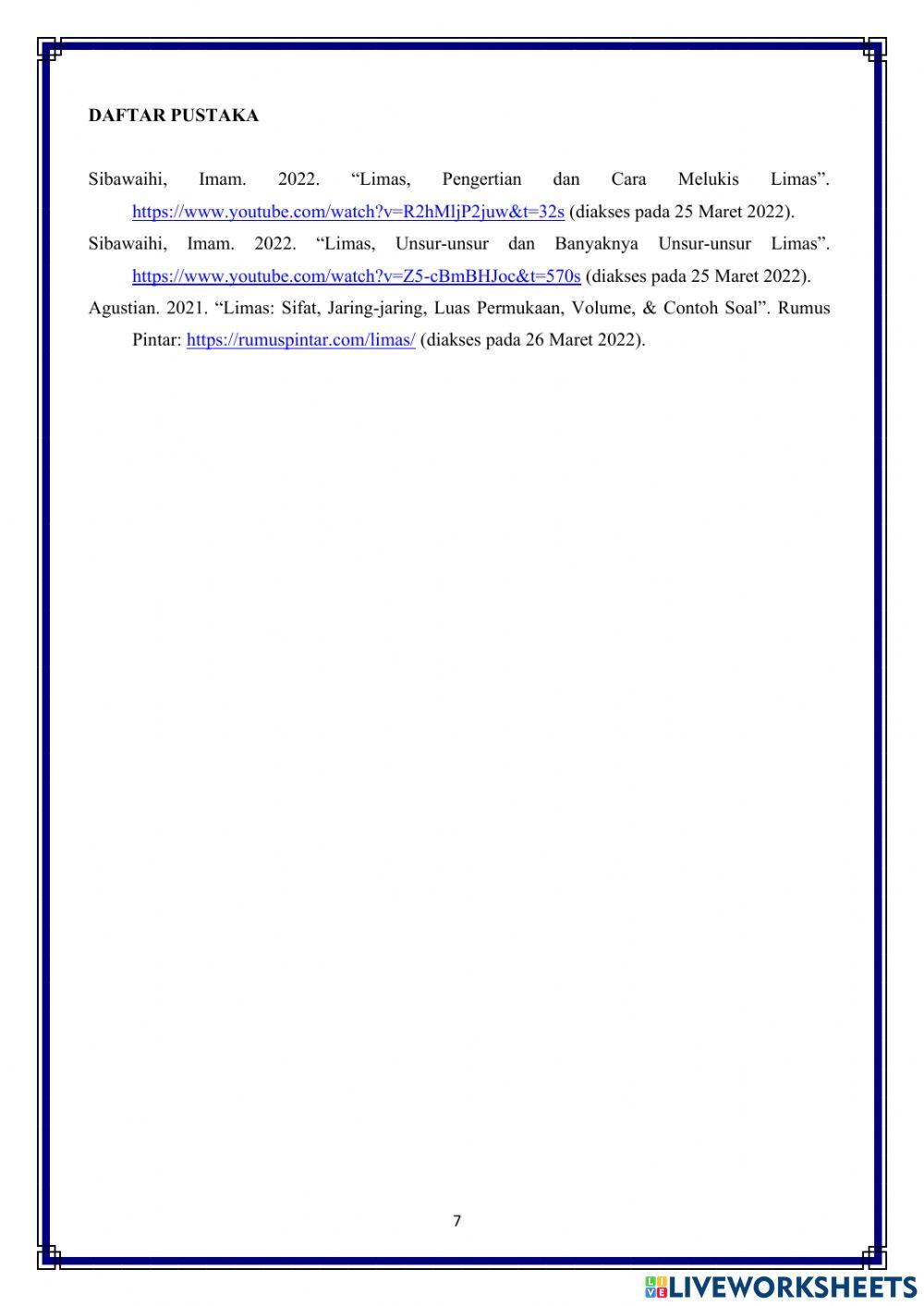 Unsur, Sifat, Jaring-jaring Limas