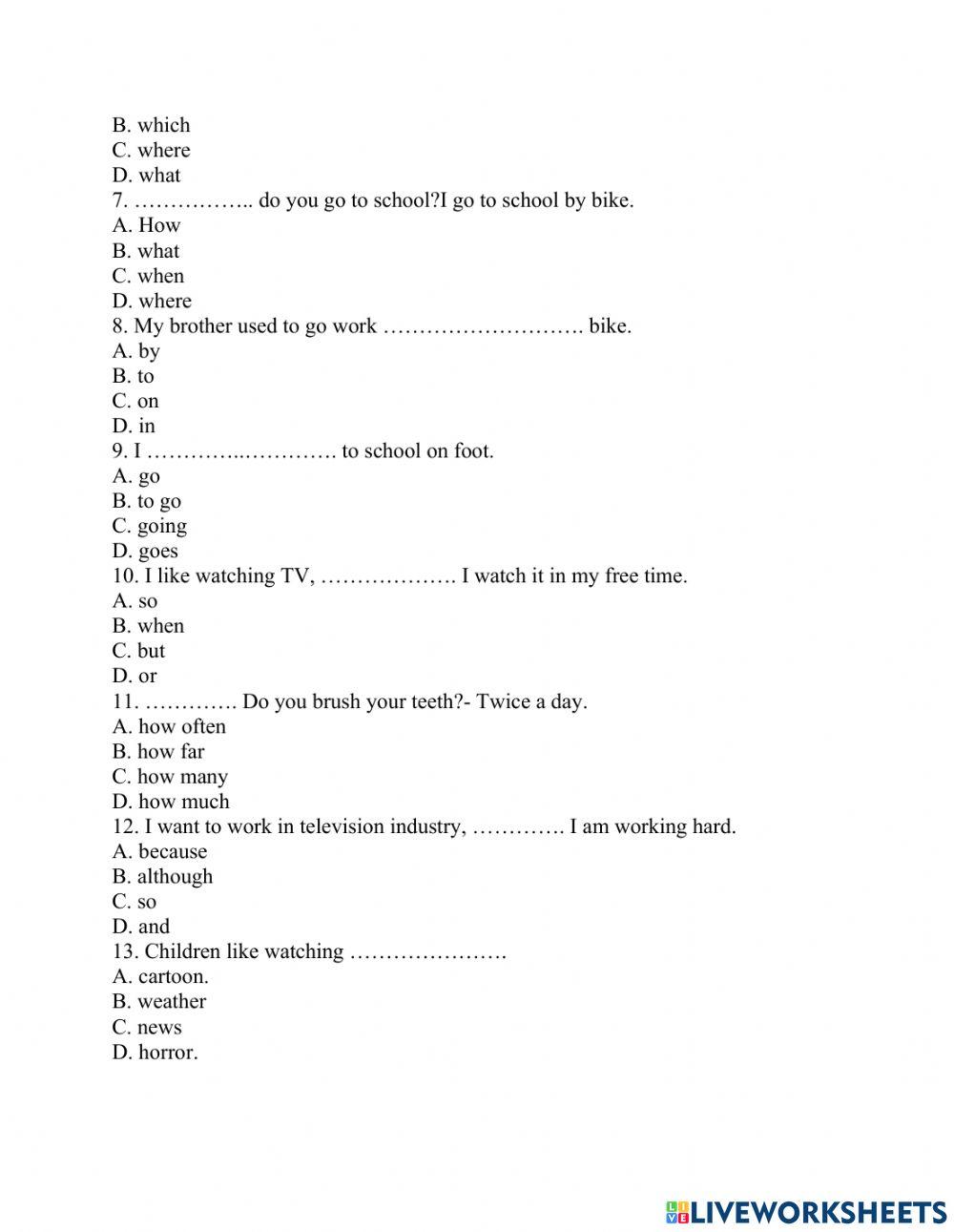 Unit 7 Television - Vocabulary & Grammar