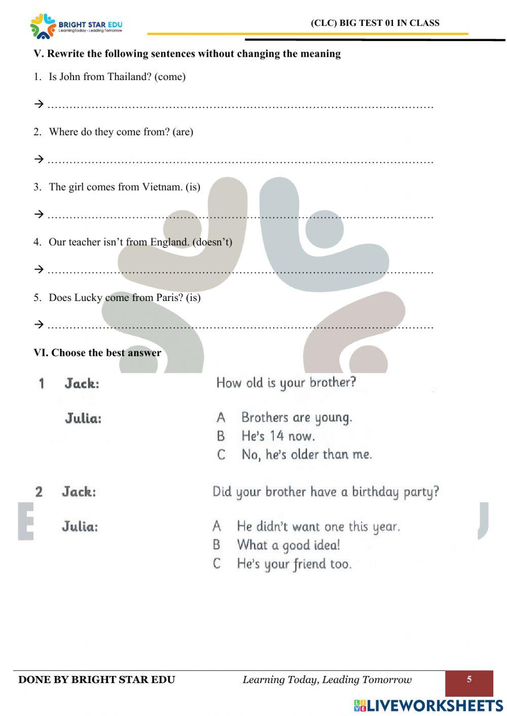 (CLC) big test 01 in class